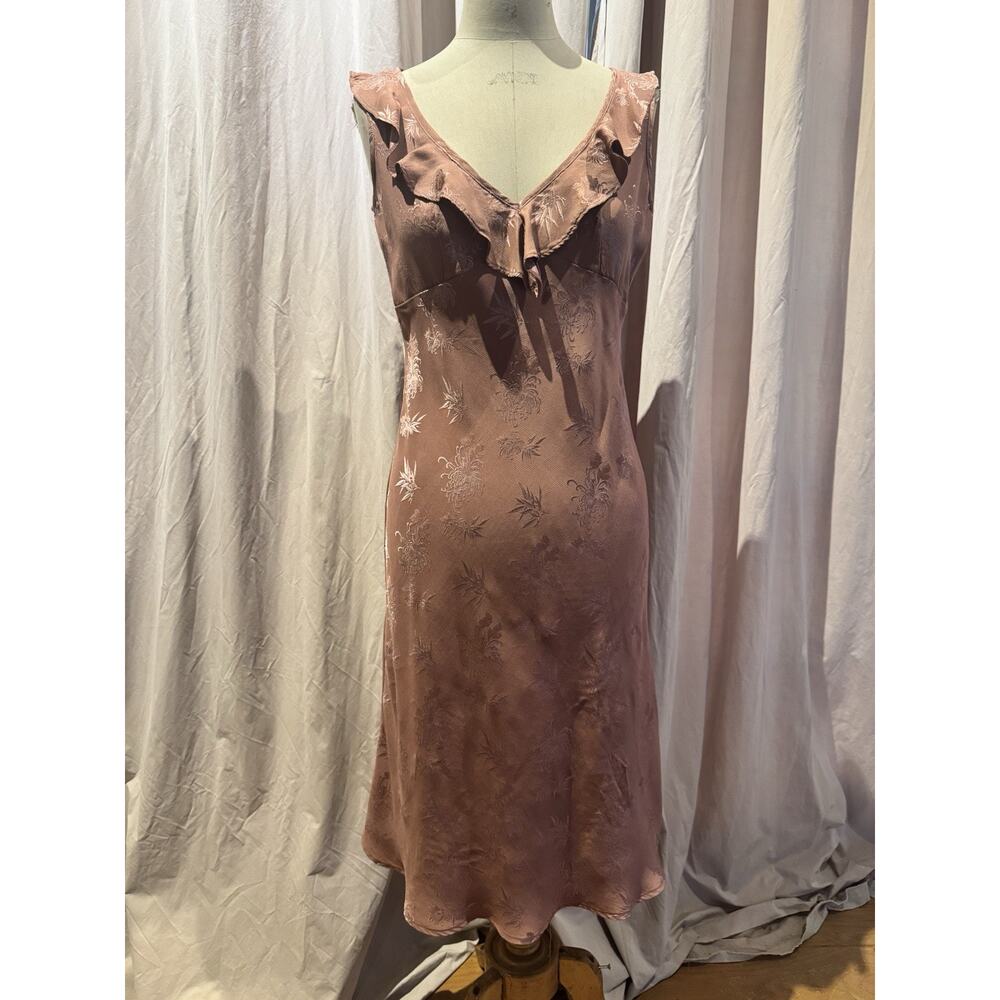 Ann Ferriday VTG Silk Damask Bias Ruffle Dress